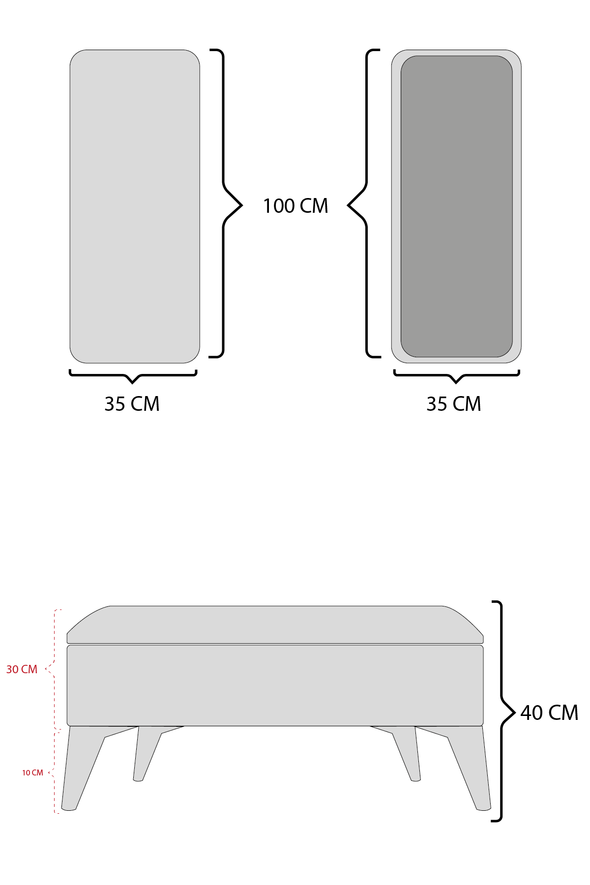 Comfika Largo Bench technical dimension drawing