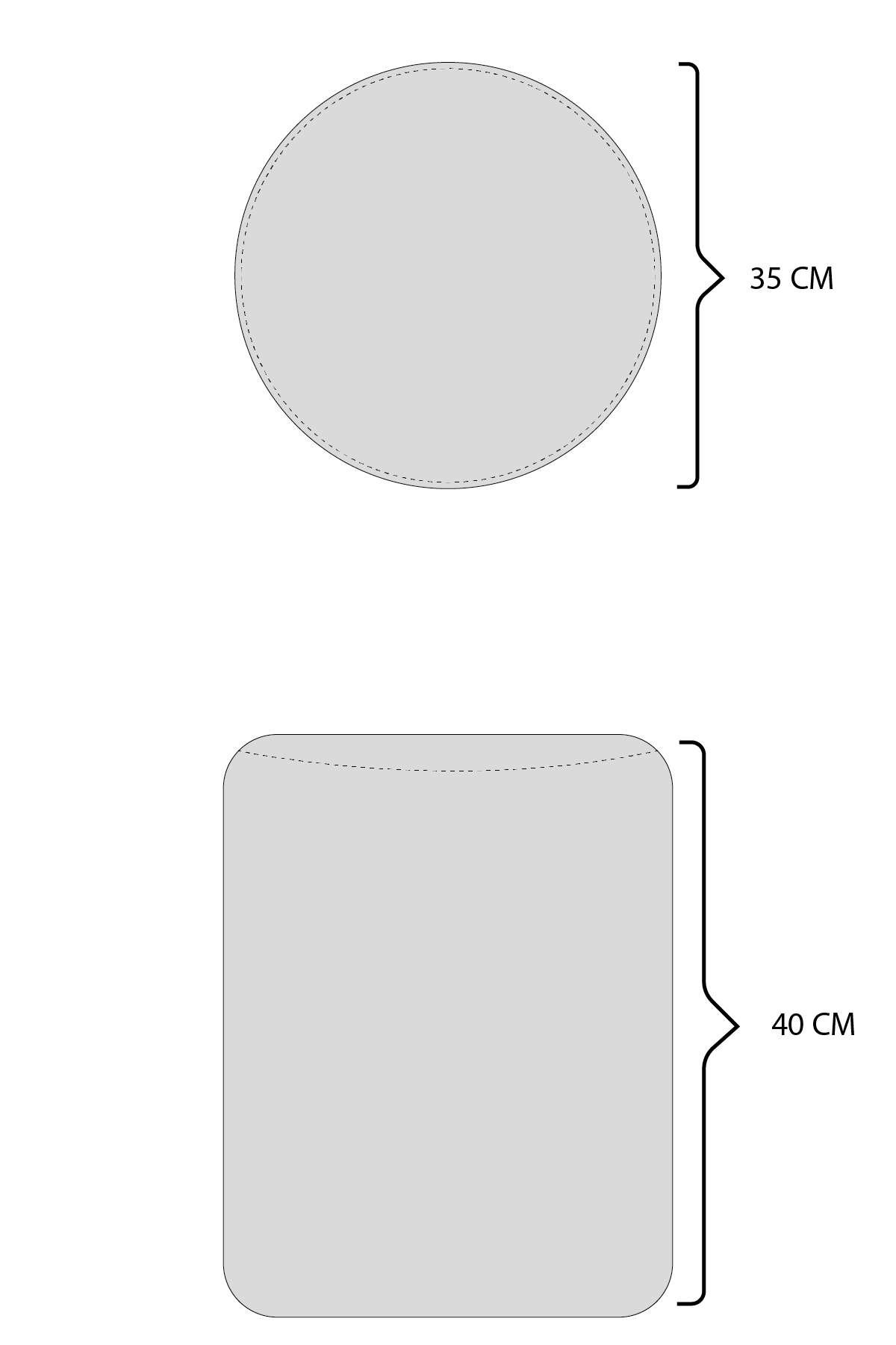Comfika Rolo Pouf technical dimension drawing