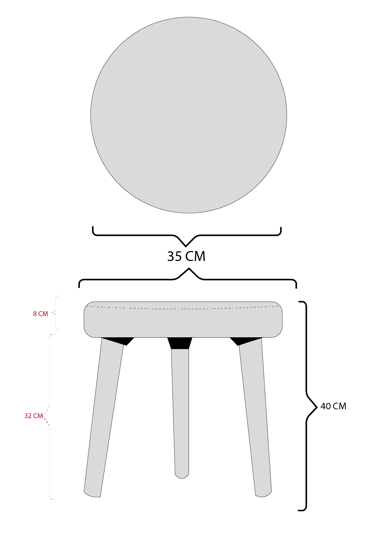 Comfika Dot Stool technical dimension drawing